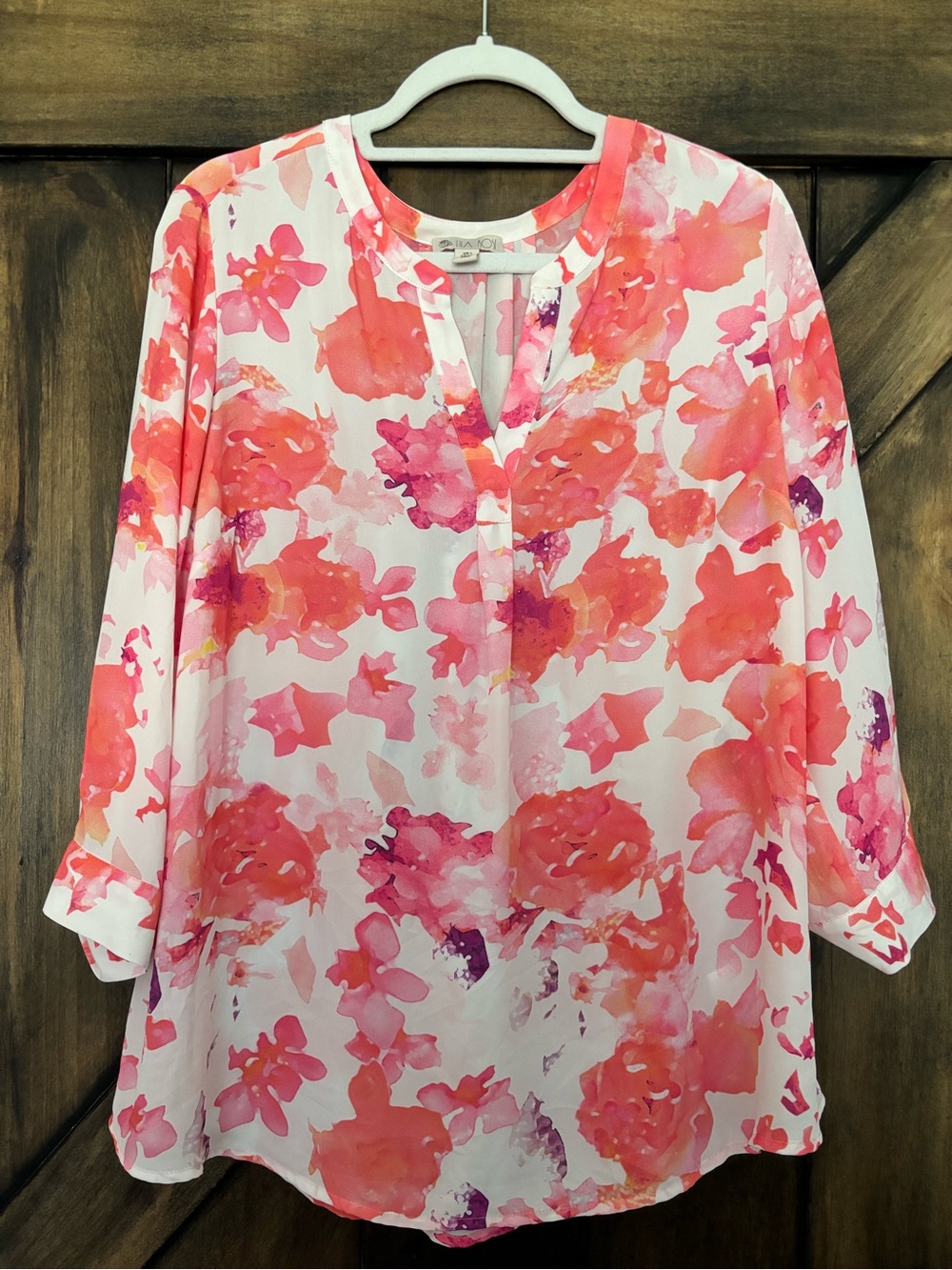 Lila Rose Pink and Coral Floral Blouse